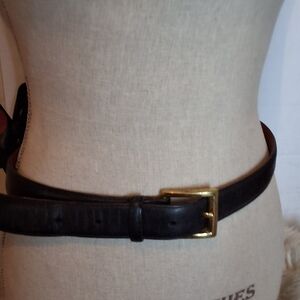 Grant Thomas Vintage  Black Leather Belt with Gold Buckle 40
